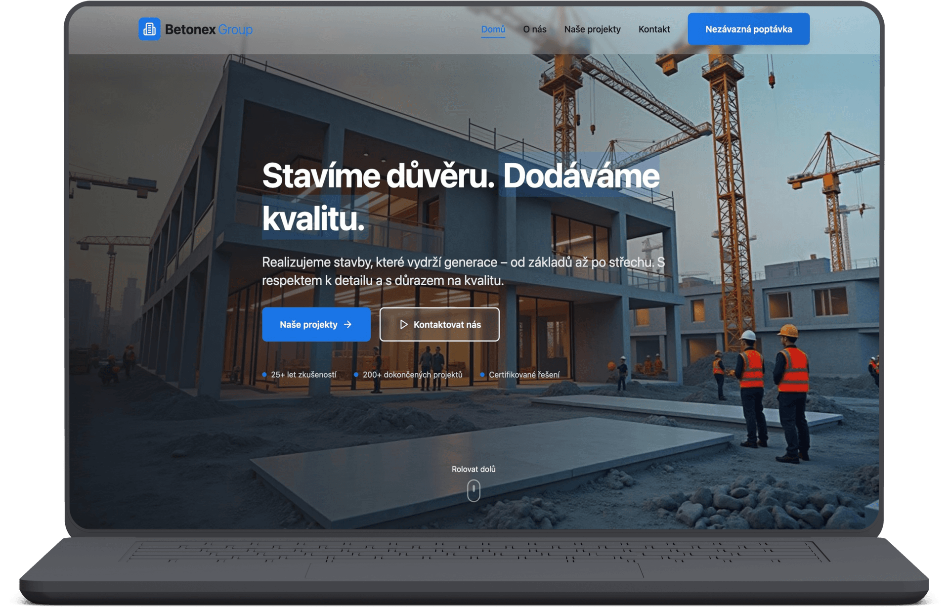 Mockup webu Betonex Group